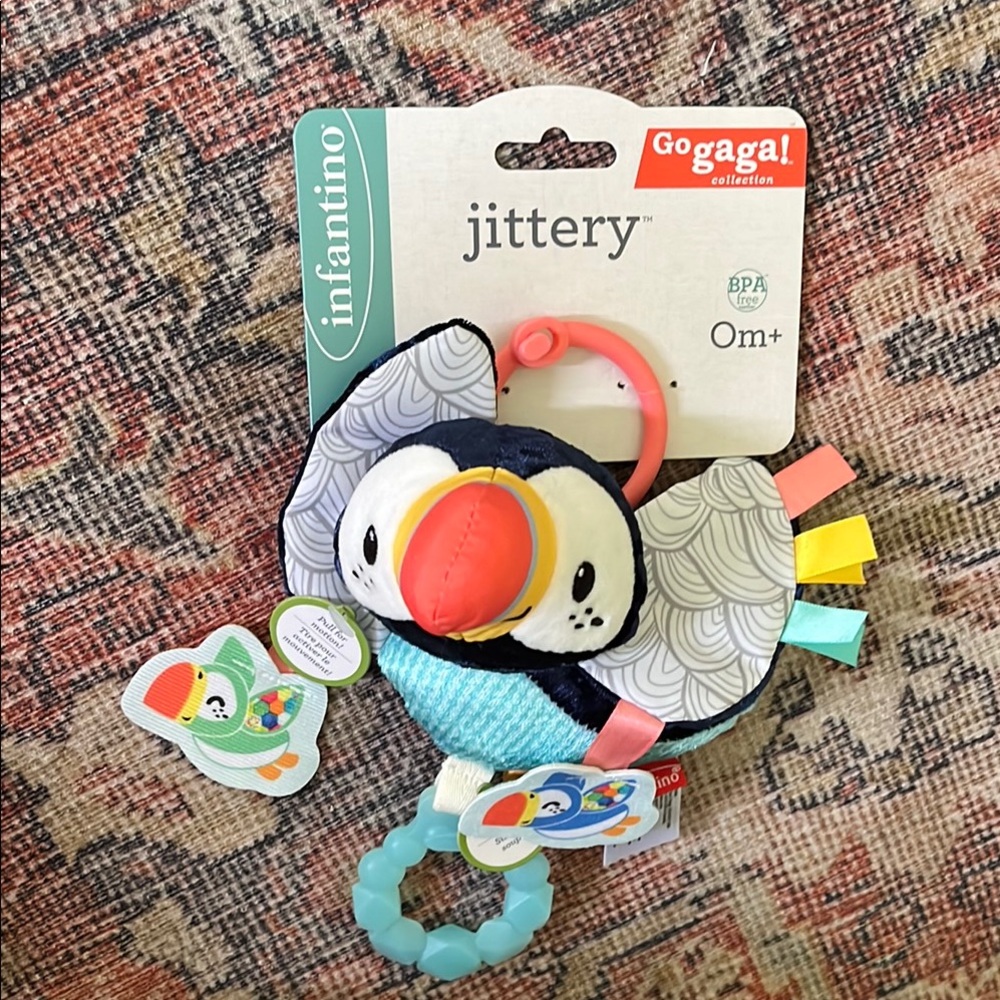 Infantino Colorful Bird Jittery Toy with Teether